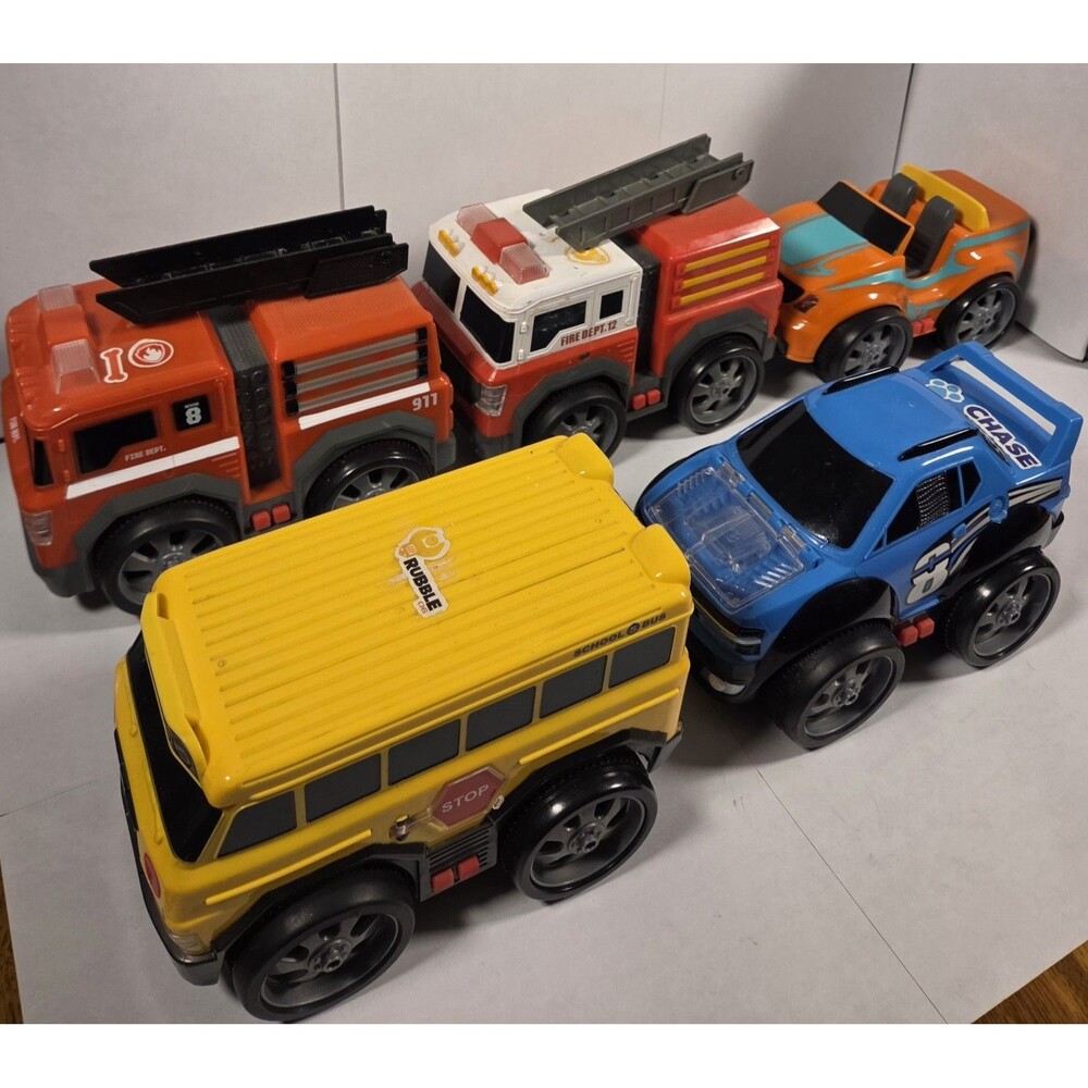 Kid Galaxy Push Go Vehicle Lot Fire Trucks Race Car School Bus Buggy